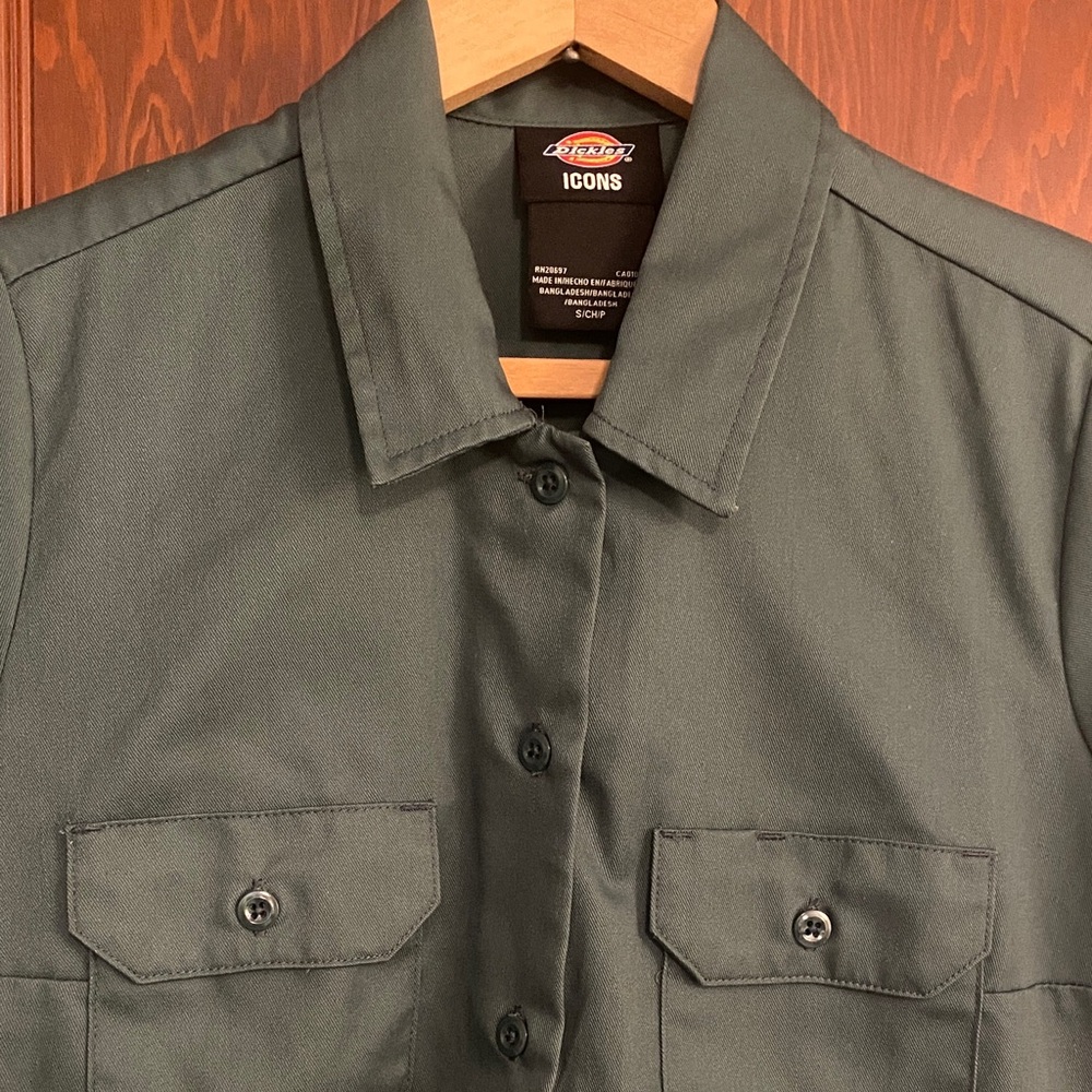 Dickies Women’s Teal/Forest Button Down Uniform Work Shirt